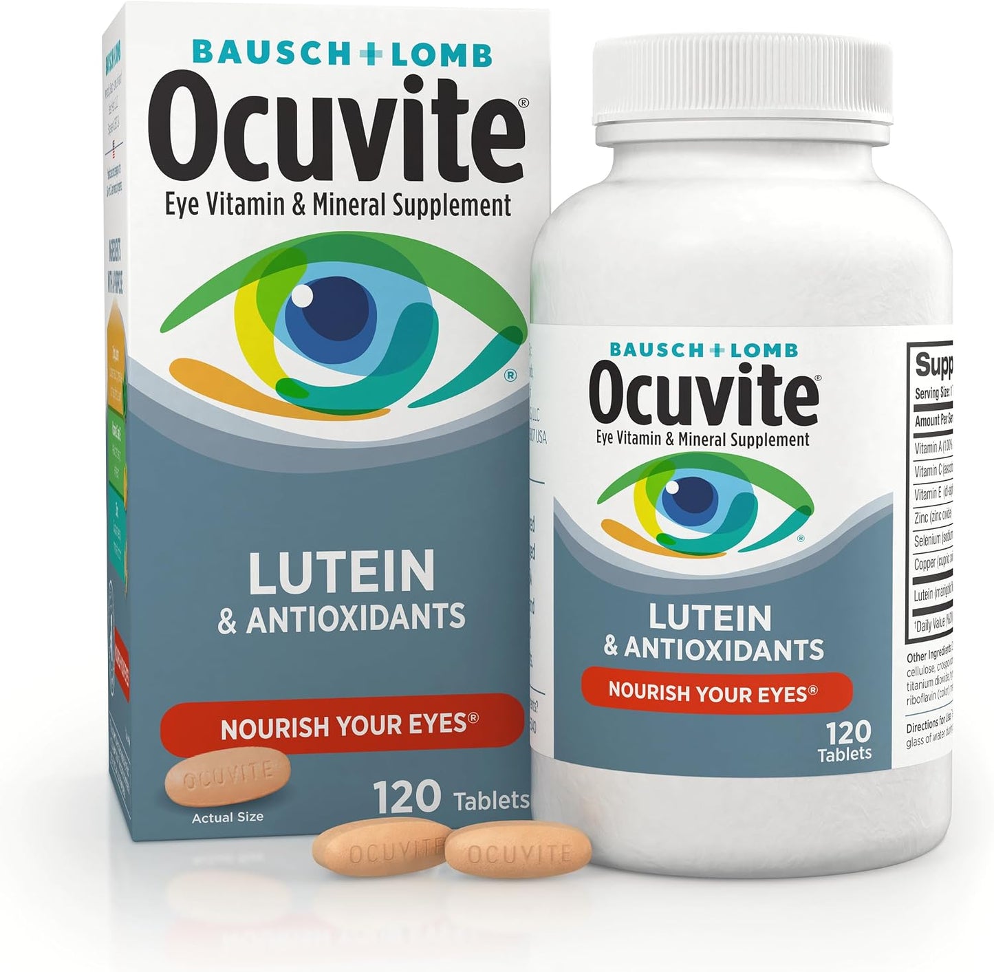 Bausch + Lomb Ocuvite Vitamin & Mineral Supplement with Lutein, 120 Tablets (Pack of 3) - görsel 2