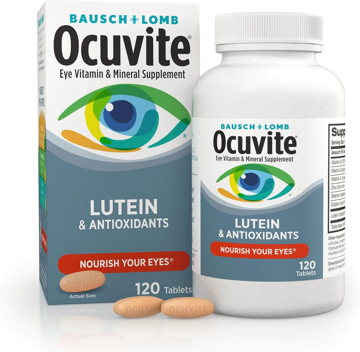 Bausch + Lomb Ocuvite Vitamin & Mineral Supplement with Lutein, 120 Tablets (Pack of 3) - görsel 2