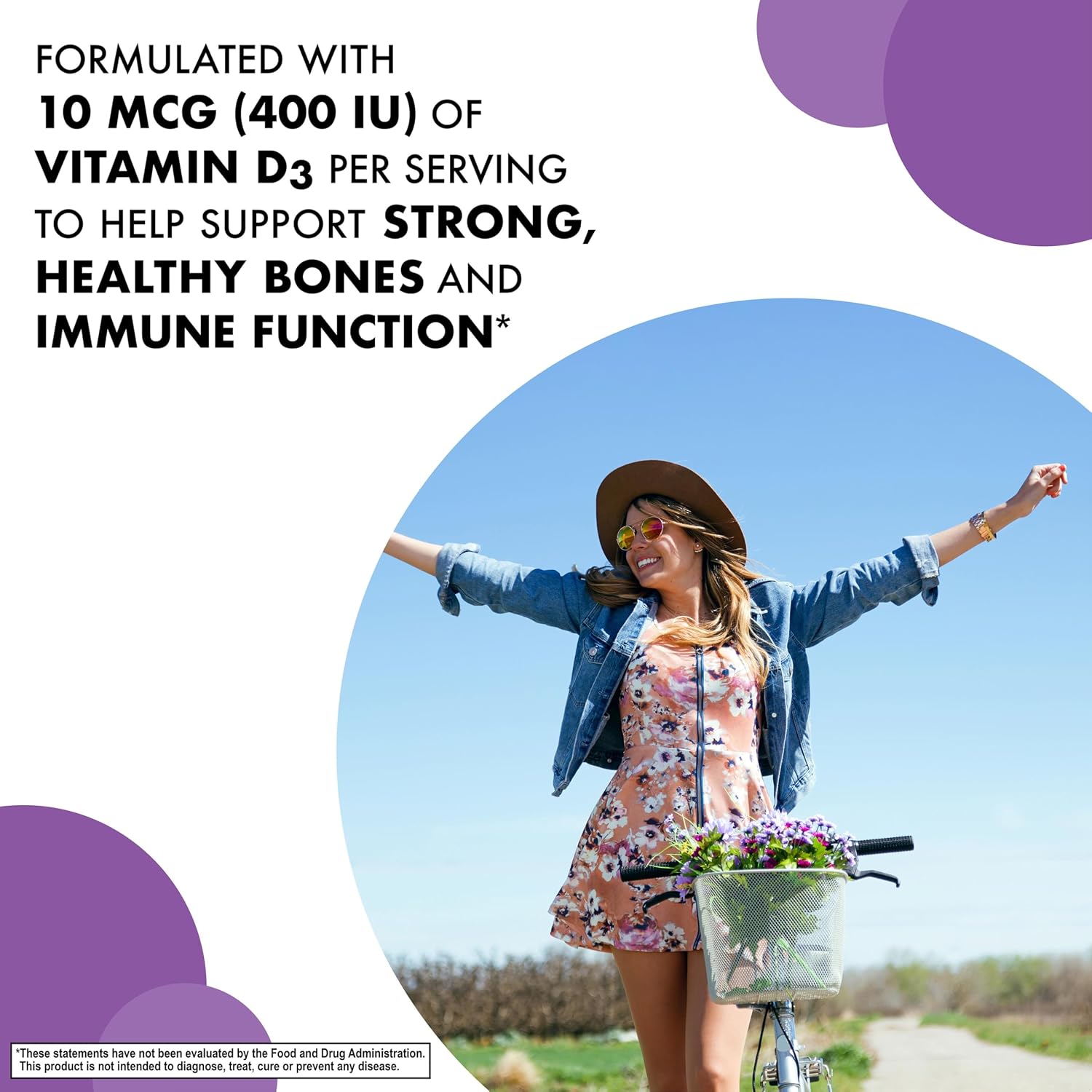 BlueBonnet Nutrition EarthSweet Vitamin D3 400 IU – Raspberry Chewable Tablets – 90 Count