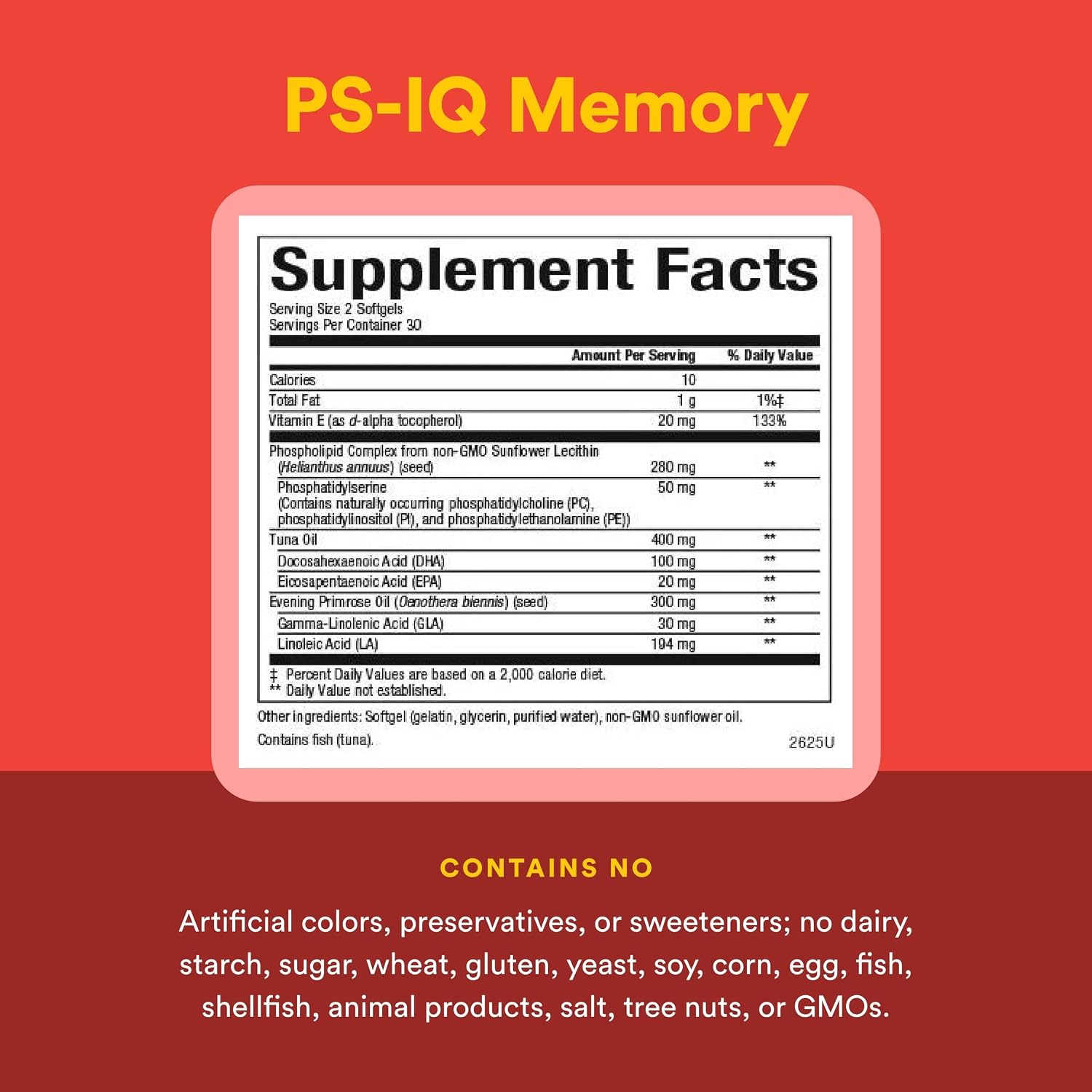 Natural Factors PS-IQ Memory 25 mg – Supports Healthy Brain Function – 60 Softgels