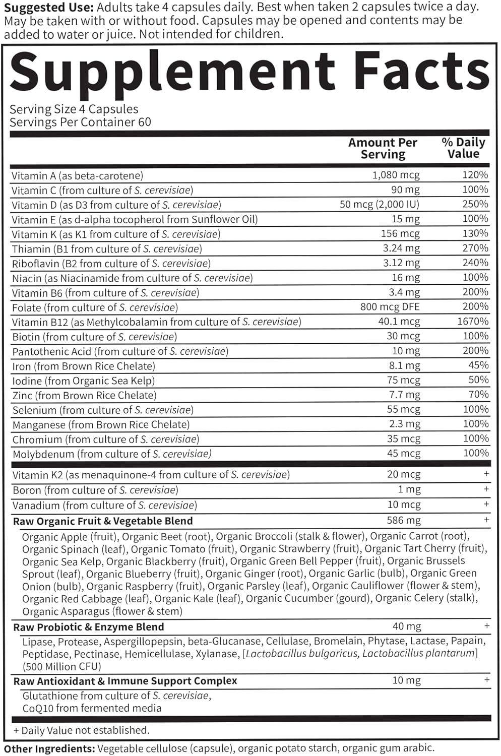 Garden of Life Vitamin Code Women's Multivitamin with Iron and Folate – Whole Food Women's Vitamins with Probiotics, Digestive Enzymes, Immune Support, Non-GMO, Gluten-Free, Kosher, 240 Capsules