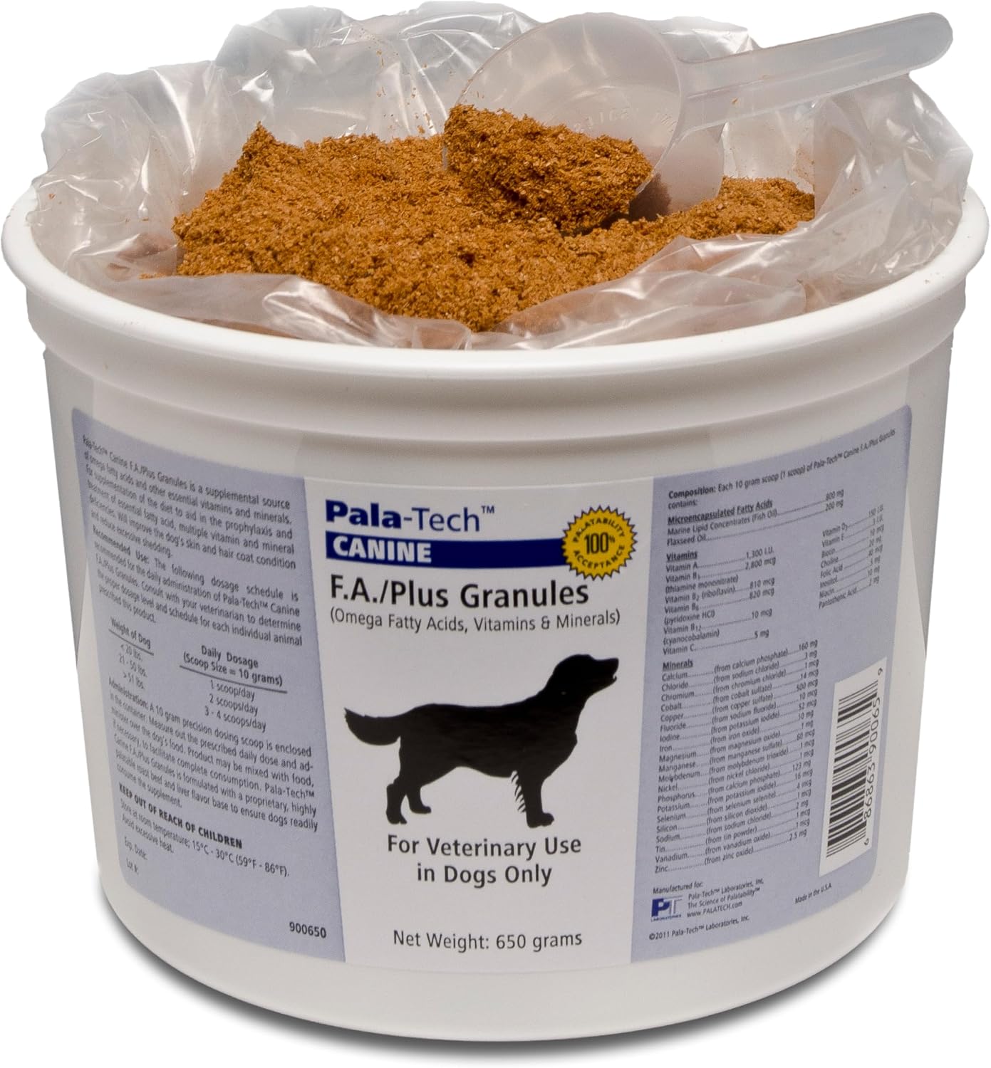 Pala-Tech Canine F.A. Plus Granules - Dog Multivitamin with Omega Fatty Acids, Vitamins & Minerals - 650 g