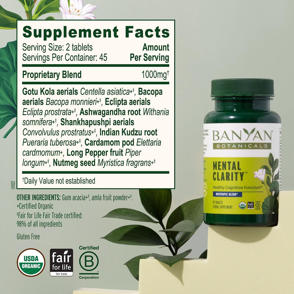 Banyan Botanicals Organic Mental Clarity – Herbal Support for Alertness & Focus – 90 Tablets - görsel 4