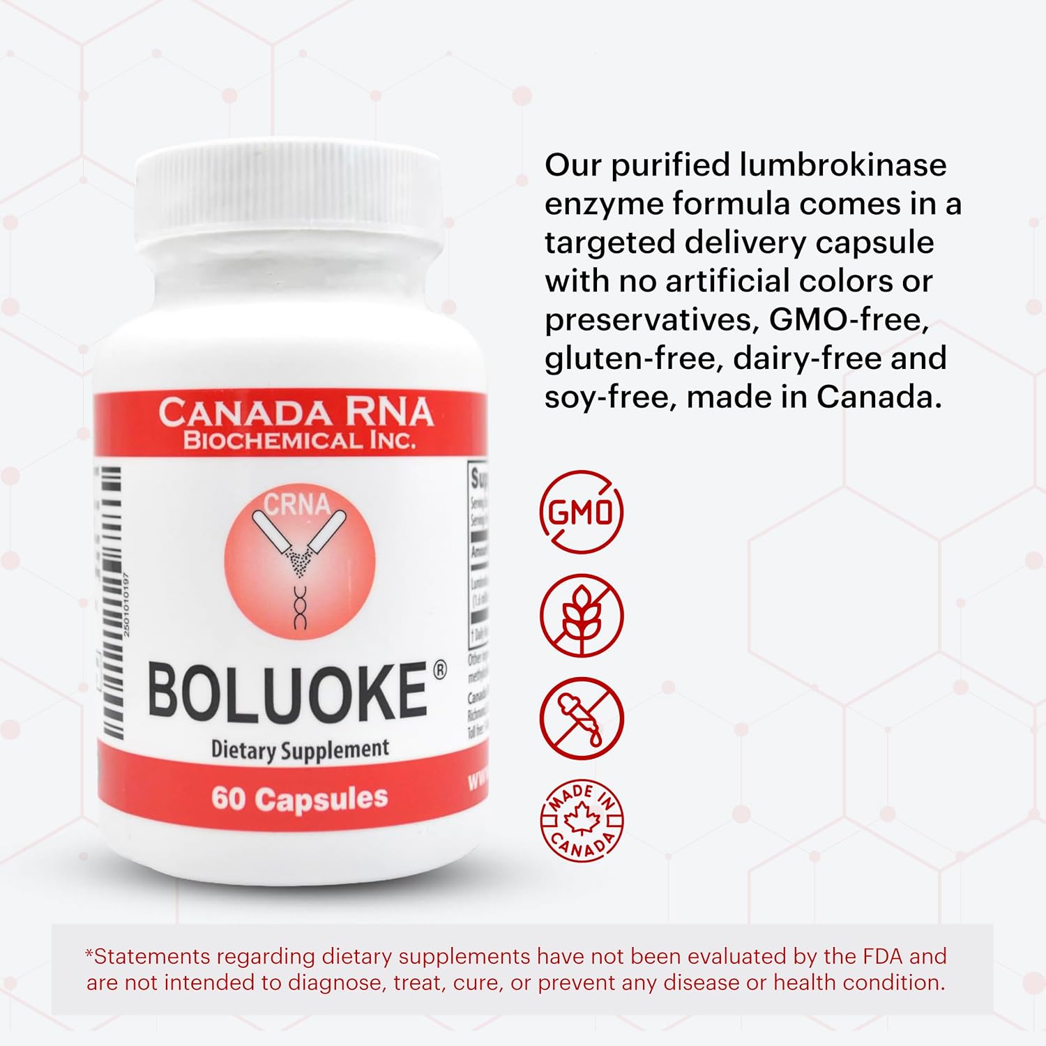 Boluoke Lumbrokinase Enzyme Supplement - Traditionally Inspired Circulatory Wellness Formula - Targeted Delivery Capsules - 60 Capsules