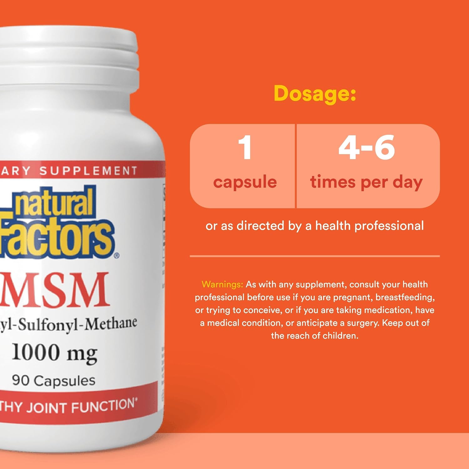 Natural Factors, MSM, Helps Maintain Healthy Joints, Hair, Skin and Nails, 90 Capsules