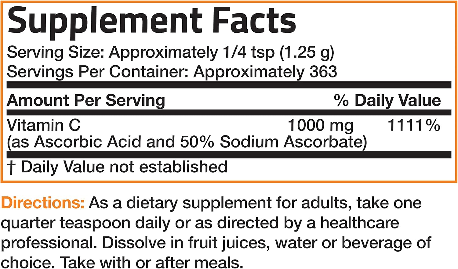 Bronson Buffered Vitamin C Powder – Ascorbic Acid with Sodium Ascorbate, 454 g
