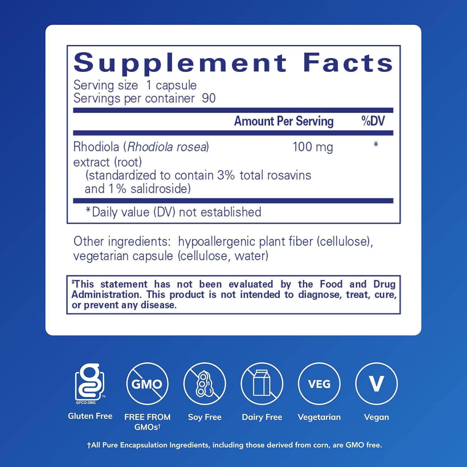 Pure Encapsulations Rhodiola Rosea - Adaptogen for Occasional Stress & Fatigue Relief - 90 Capsules