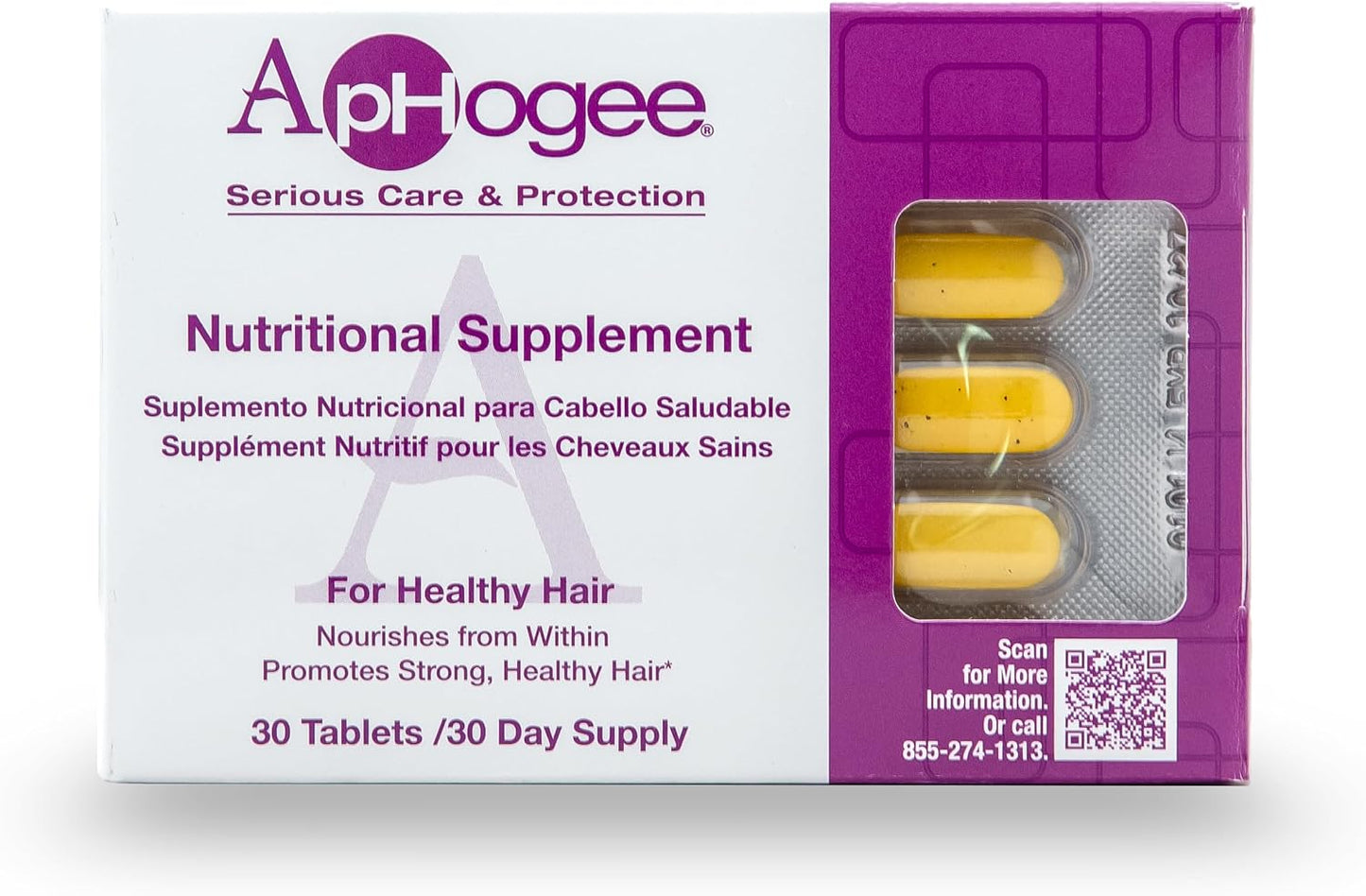 Aphogee Nutritional Supplement for Healthy Hair – Biotin, Vitamins & Minerals with MSM, Collagen & Amino Acids – 30 Tablets - görsel 1