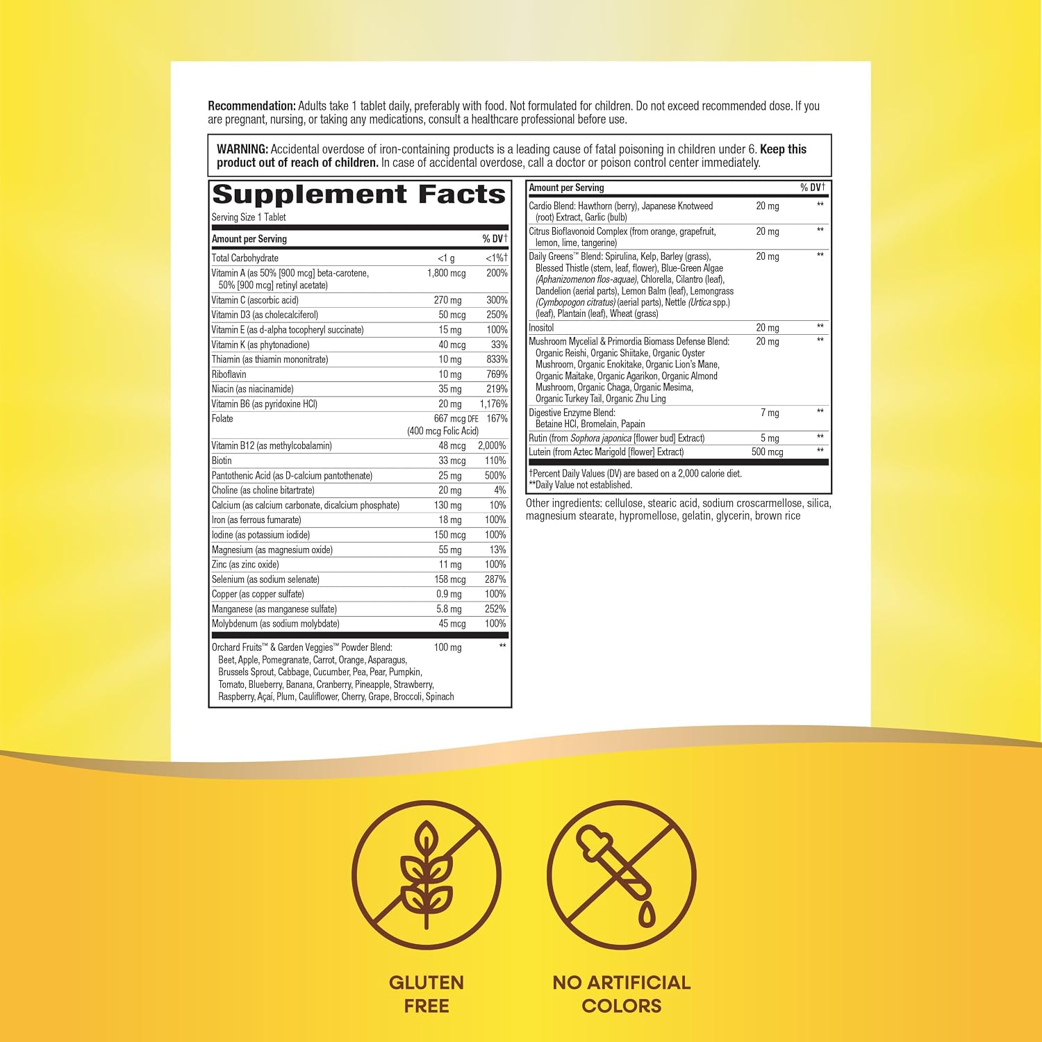 Nature's Way Alive! Adult Ultra Multivitamin, Helps Promote Energy Metabolism, Heart & Muscle Function, with B-Vitamins Including Methylated B12, Gluten Free, 60 Tablets