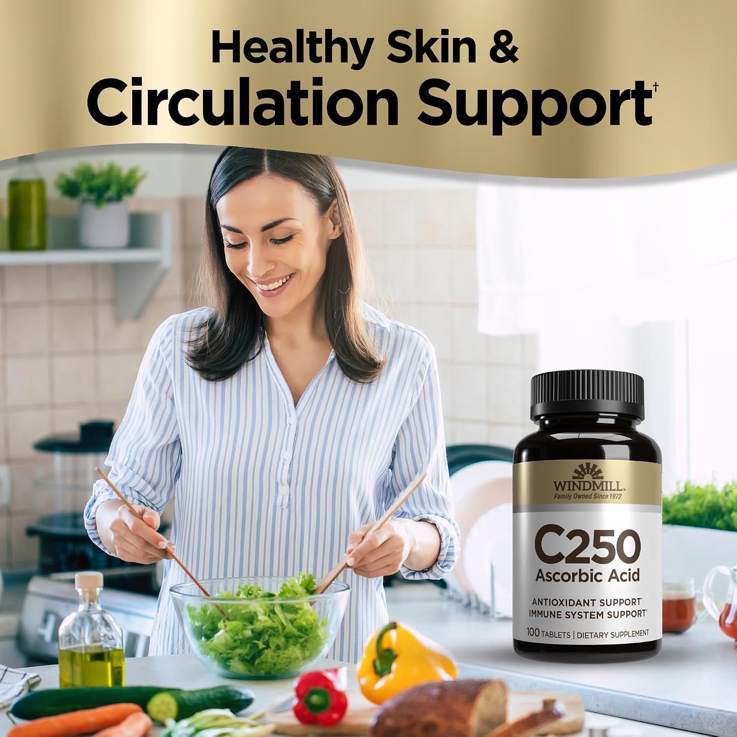 Vitamin C 250 mg Tablets (100 Count) by Windmill
