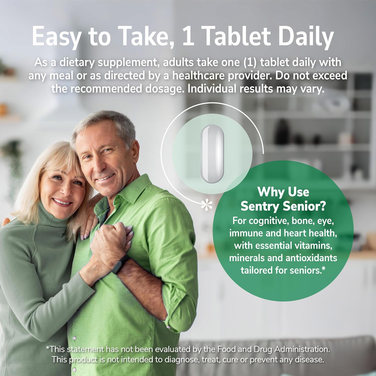 21st Century Sentry Senior Multivitamin for Adults 50+ – Heart, Eye & Bone Health Support, Non-GMO, Gluten-Free, 265 Tablets