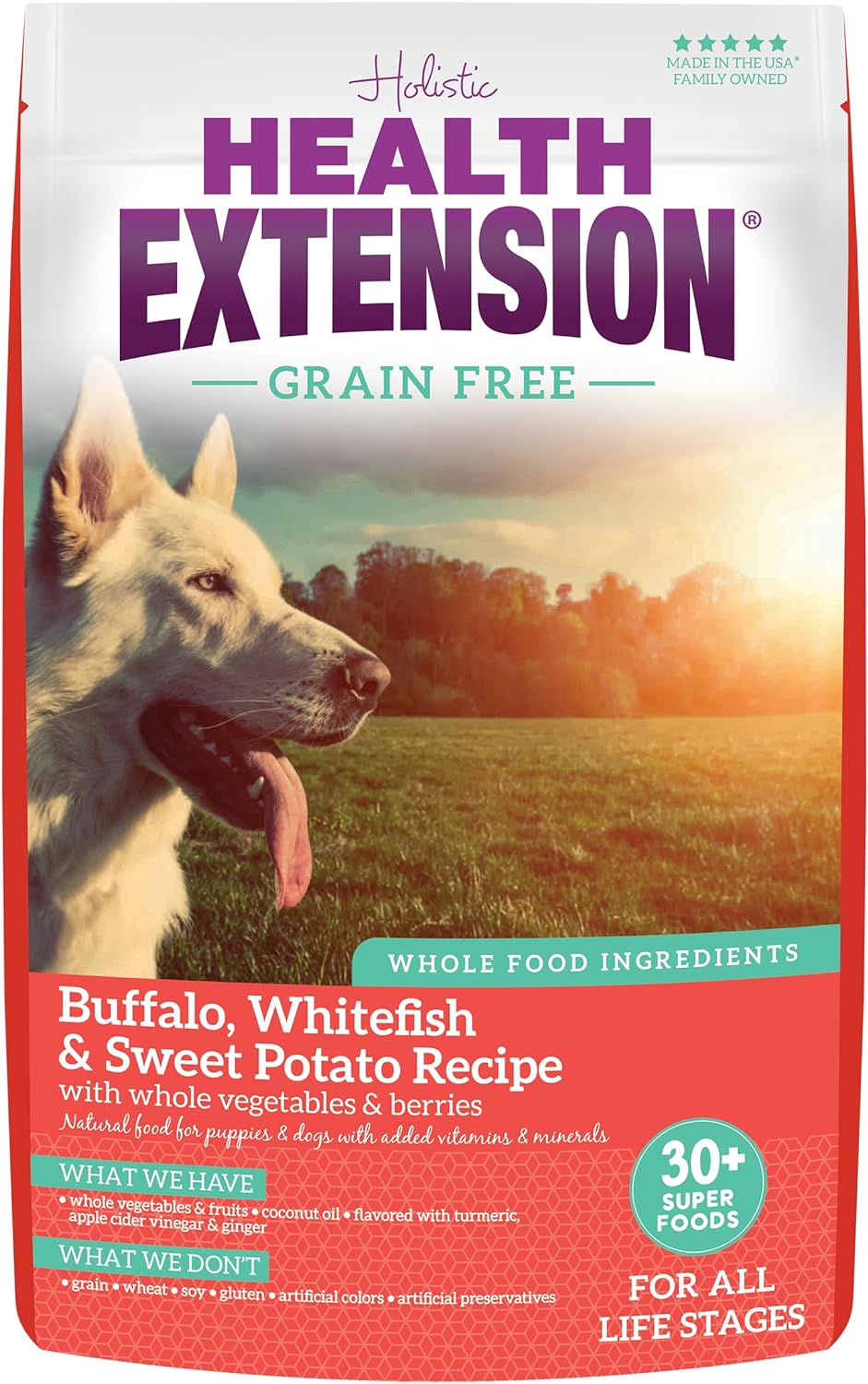 Health Extension Grain Free Buffalo & Whitefish Dry Dog Food - 30+ Superfoods and Probiotics for All Life Stages (4.54 kg / 10 lb)