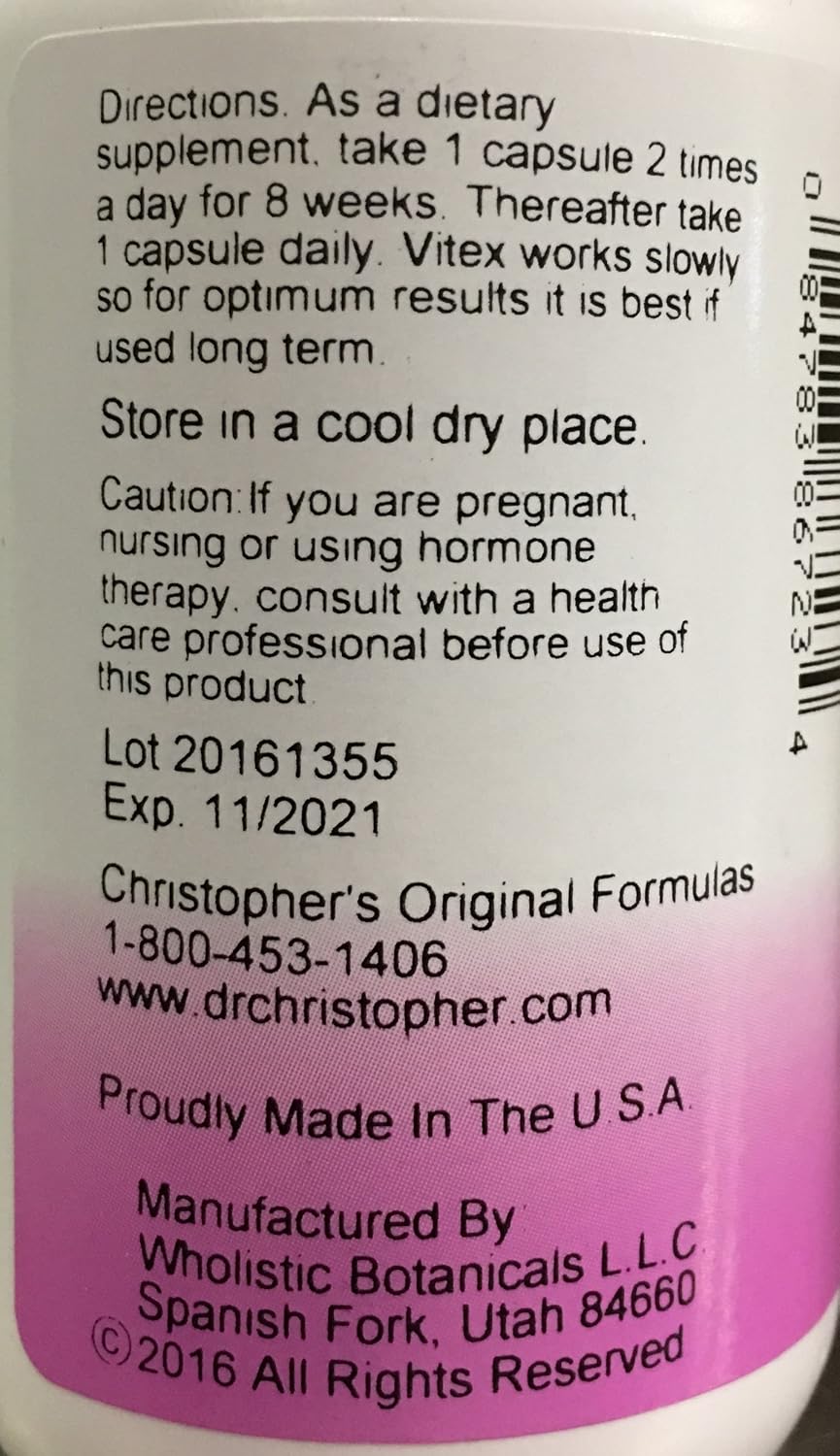 Dr. Christopher's Formula Chaste Tree Berries, 100 Vegetarian Capsules, 525 mg