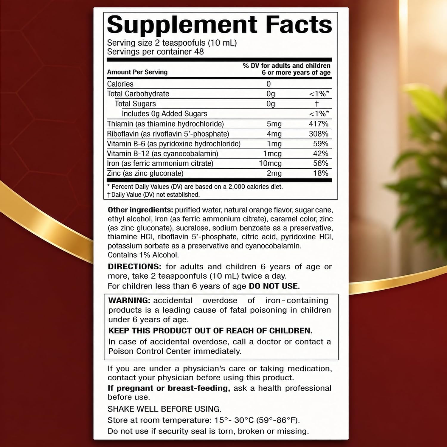 Menper Vino Carne Hierro Iron Supplement - Liquid Iron with Vitamin Blend, 473 mL