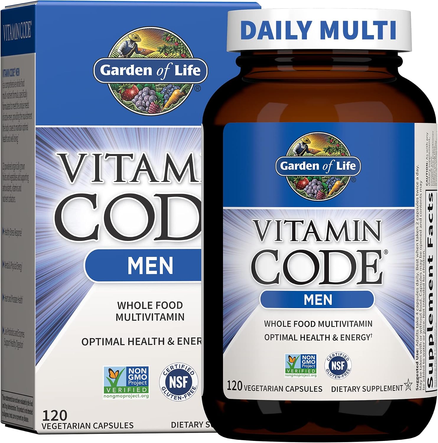 Garden Of Life Multivitamin for Men - Vitamin Code Men's Raw Whole Food Vitamin Supplement with Probiotics, Vegetarian, 240 Capsules