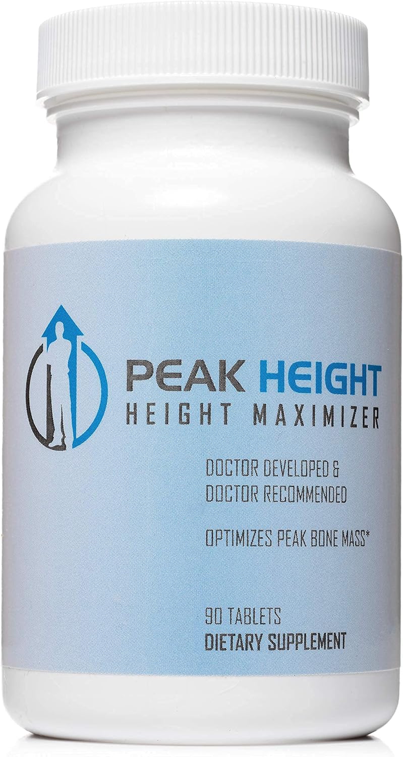 Peak Height Growth Supplement - Once Daily Bone Health & Height Support for Kids, Teens, and Adults - One-Year Supply (12-Pack)