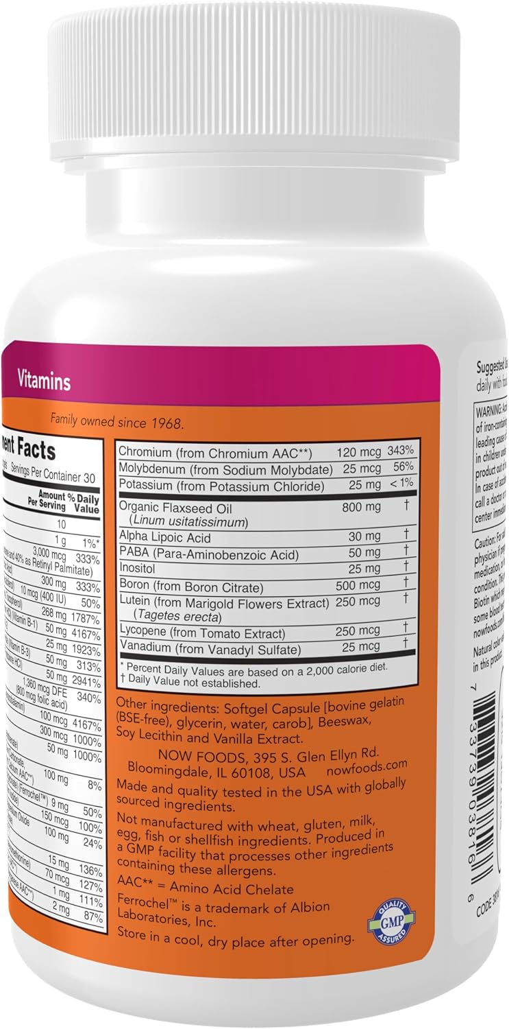 NOW Foods Liquid Multi Gels with Lutein, Lycopene and Flax Seed Oil, 60 Softgels