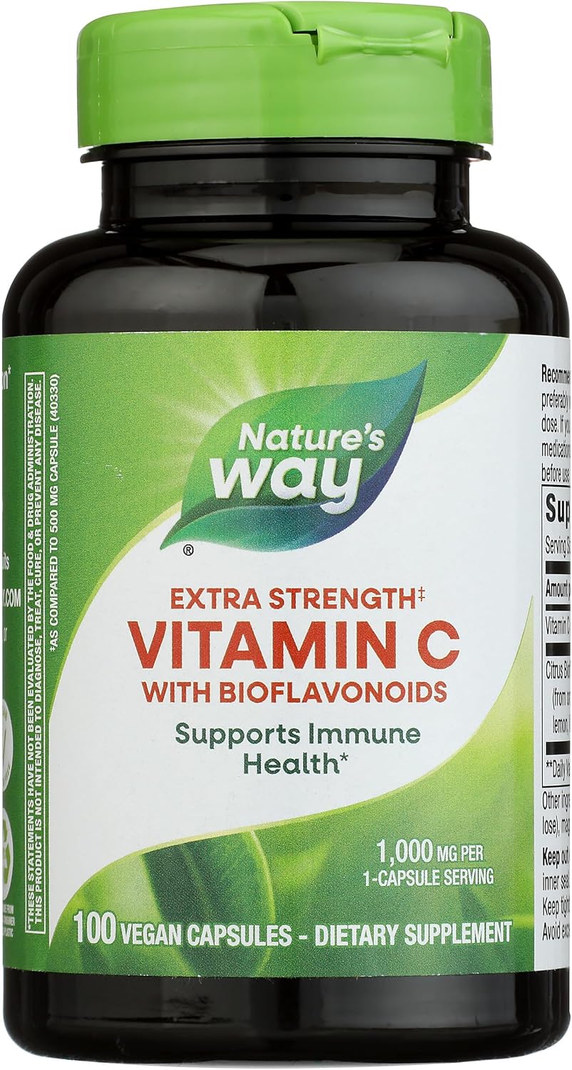 Nature's Way Extra Strength Vitamin C with Bioflavonoids, 1,000 mg, 100 Vegan Capsules