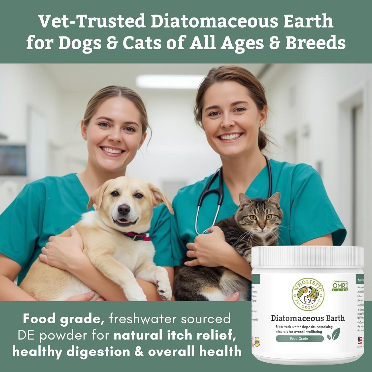 Wholistic Pet Organics Diatomaceous Earth - Food Grade for Dogs & Cats, 4 oz (113 g)