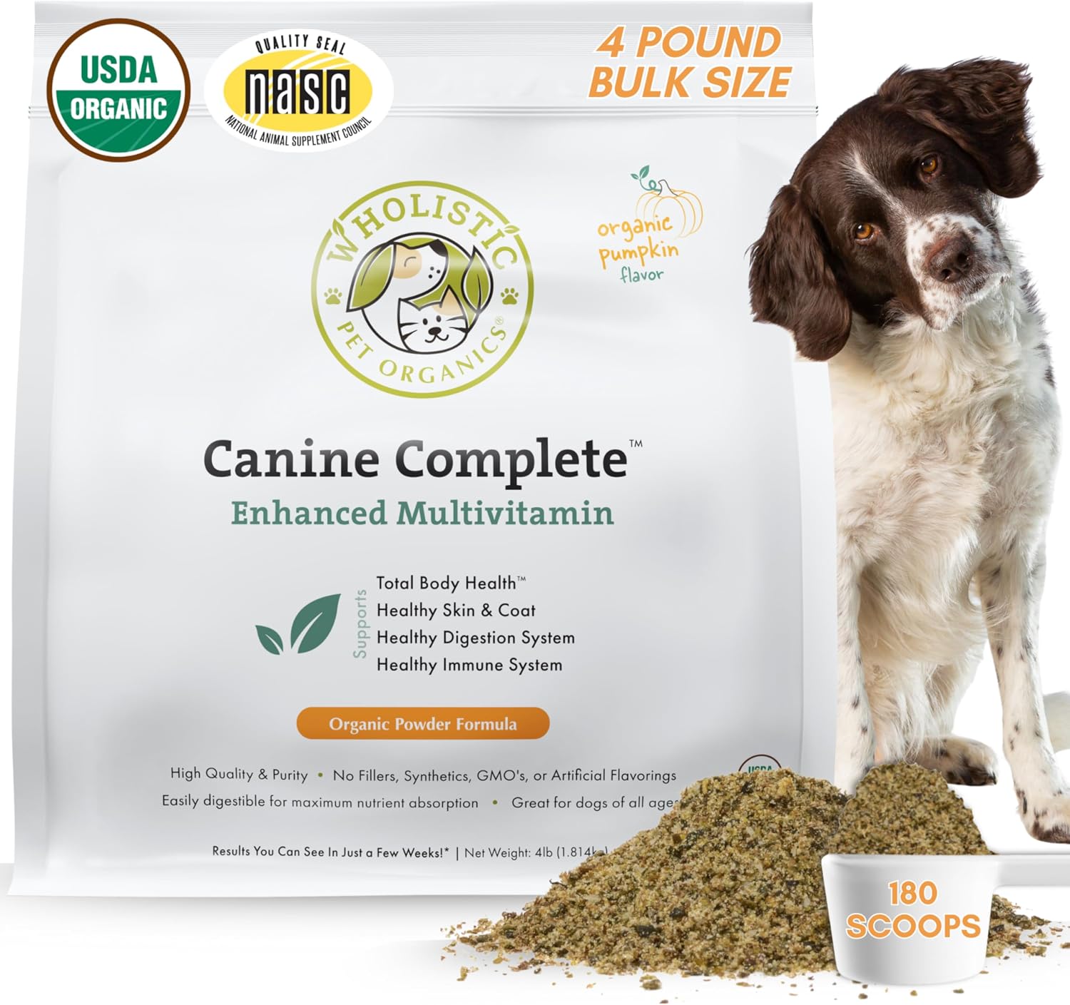 Wholistic Pet Organics Canine Complete Dog Multivitamin Powder, 4 lb (1.81 kg)