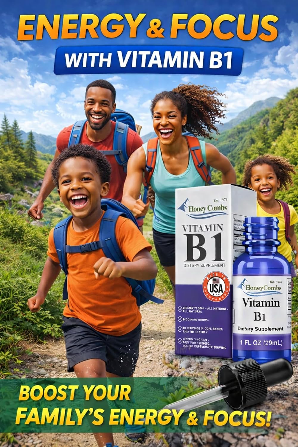Vitamin B1 (Thiamine) Drops - High Potency Liquid - Vegan, Alcohol-Free, Non-GMO - Supports Energy, Digestion & Nervous System, 30 mL