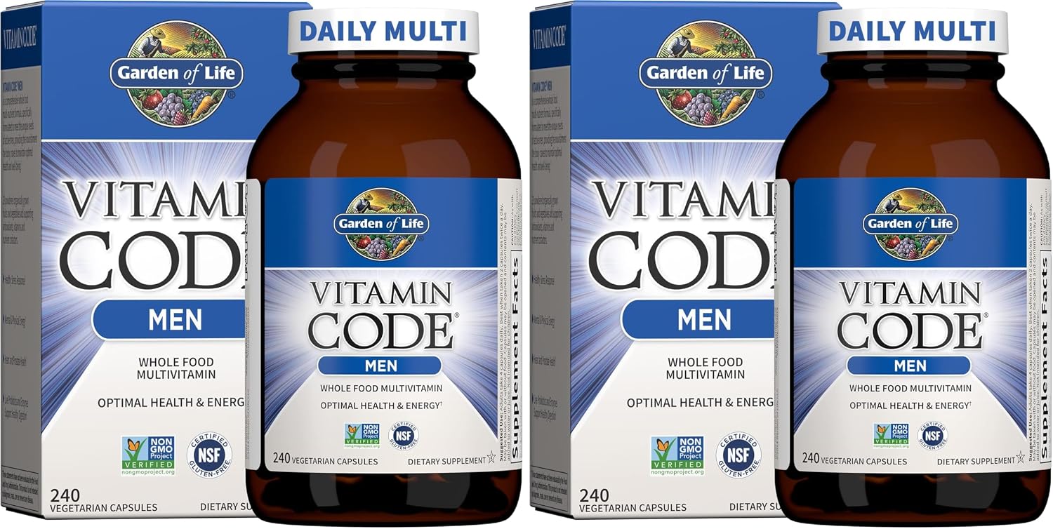 Garden Of Life Multivitamin for Men - Vitamin Code Men's Raw Whole Food Vitamin Supplement with Probiotics, Vegetarian, 240 Capsules