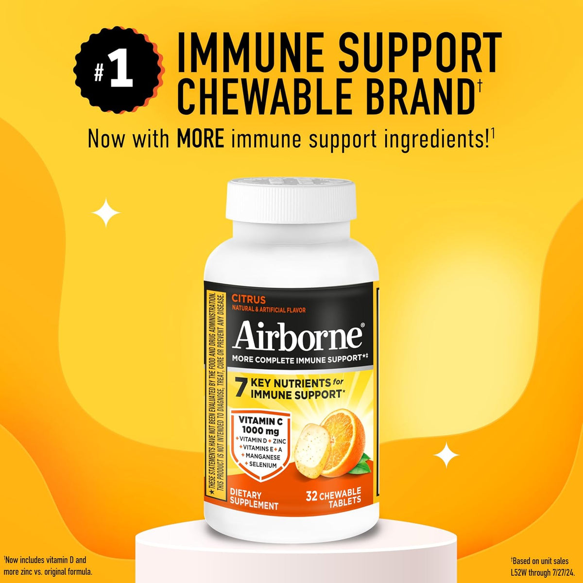 Airborne Vitamin C 1000mg (per Serving) Citrus Chewable Tablets, 32 Count - görsel 2