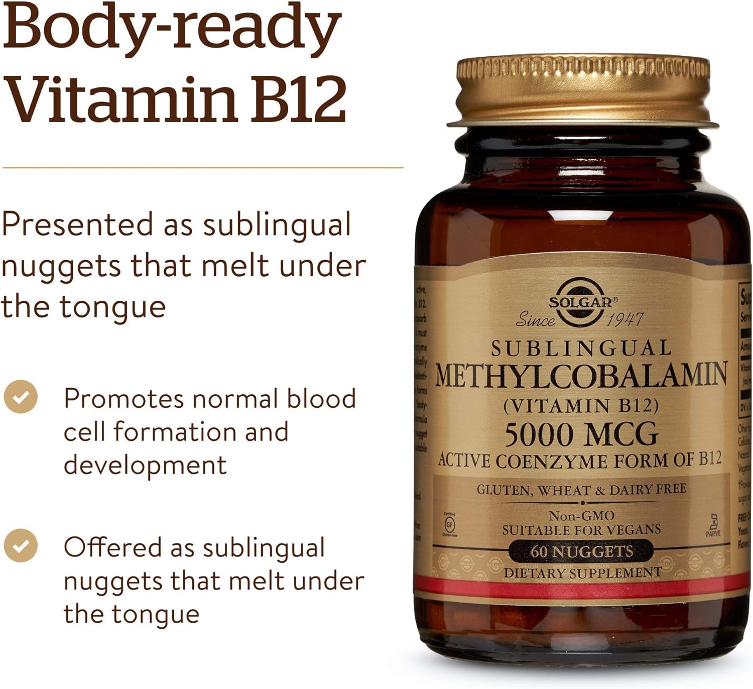 Solgar Methylcobalamin (Vitamin B12) 5000 mcg, 60 Nuggets - Cherry Flavour