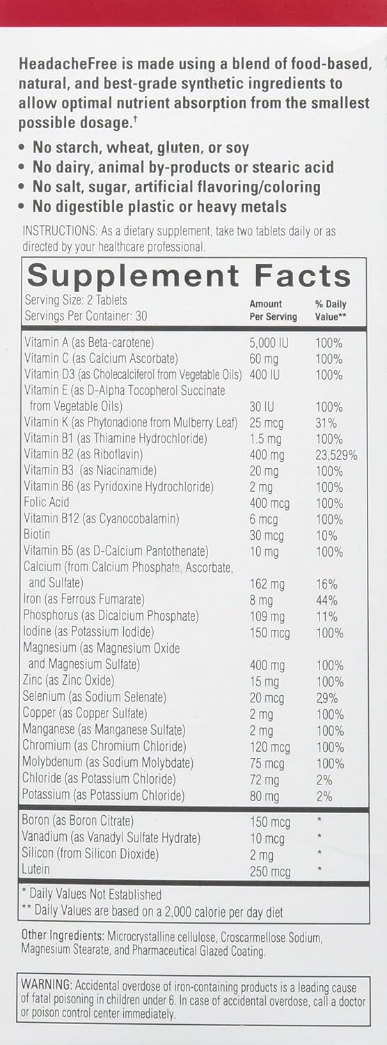 HeadacheFree Complete Multivitamin - 60 Tablets