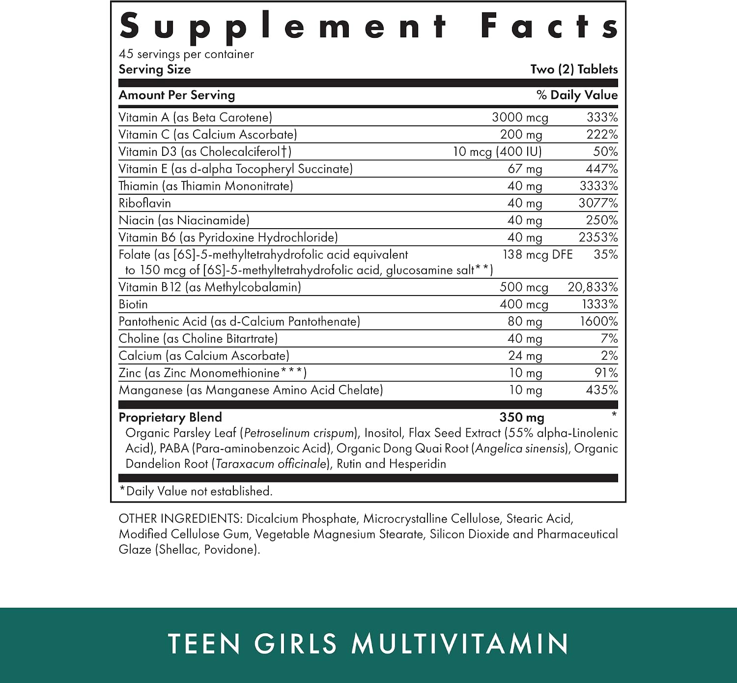 Michael's Health Teen Girls Multivitamin – 90 Vegetarian Tablets