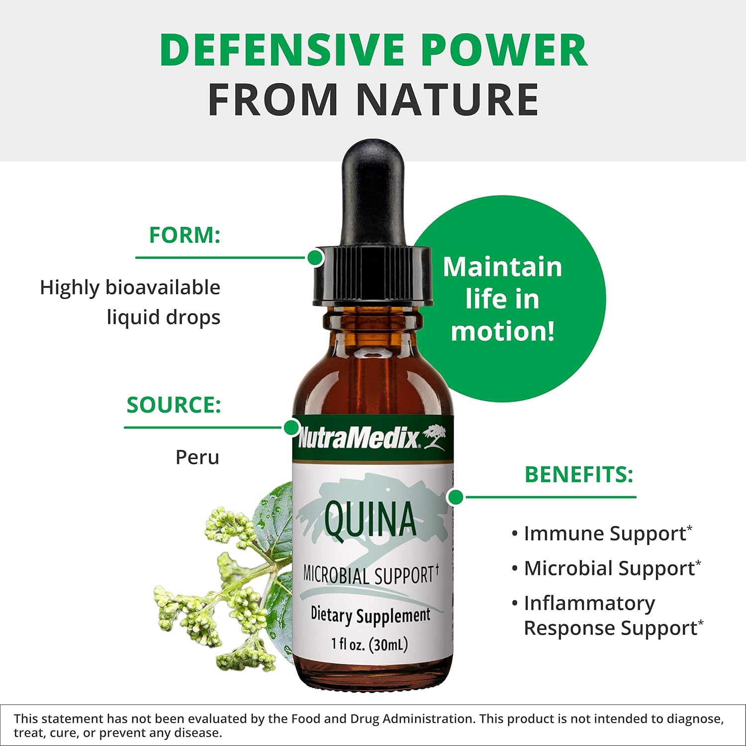 NutraMedix Quina Herbal Extract - Daily Immune Support Liquid Drops - 30 ml (1 fl oz)