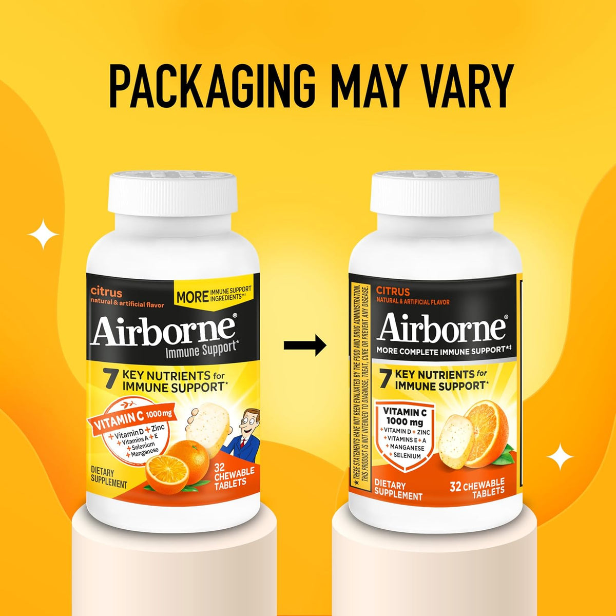 Airborne Vitamin C 1000mg (per Serving) Citrus Chewable Tablets, 32 Count - görsel 7