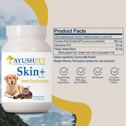 Ayush Pet Neem Plus – Neem Supplement for Dogs & Cats, 90 Capsules