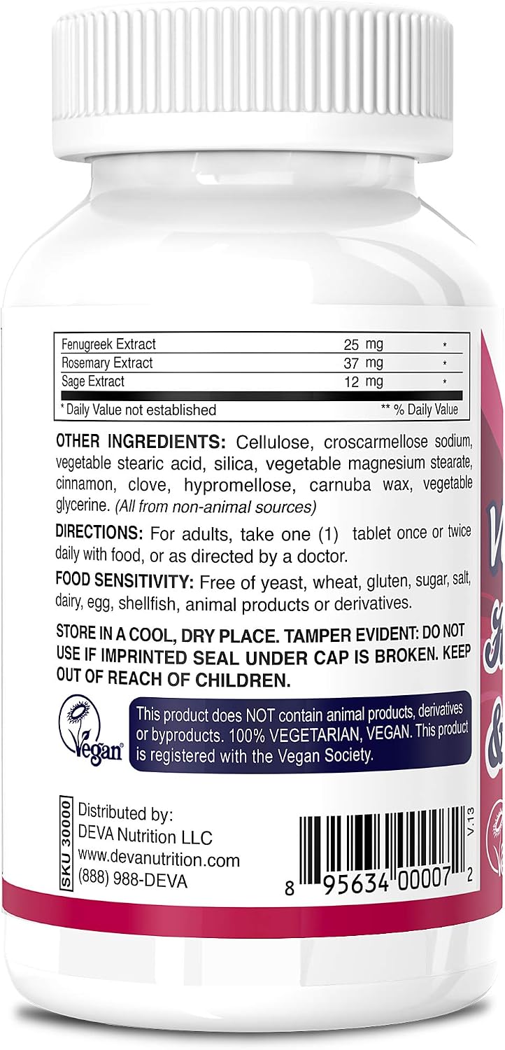 Deva Vegan Vitamins Hair, Nails & Skin Supplement with 500 mcg Biotin - 90 Tablets