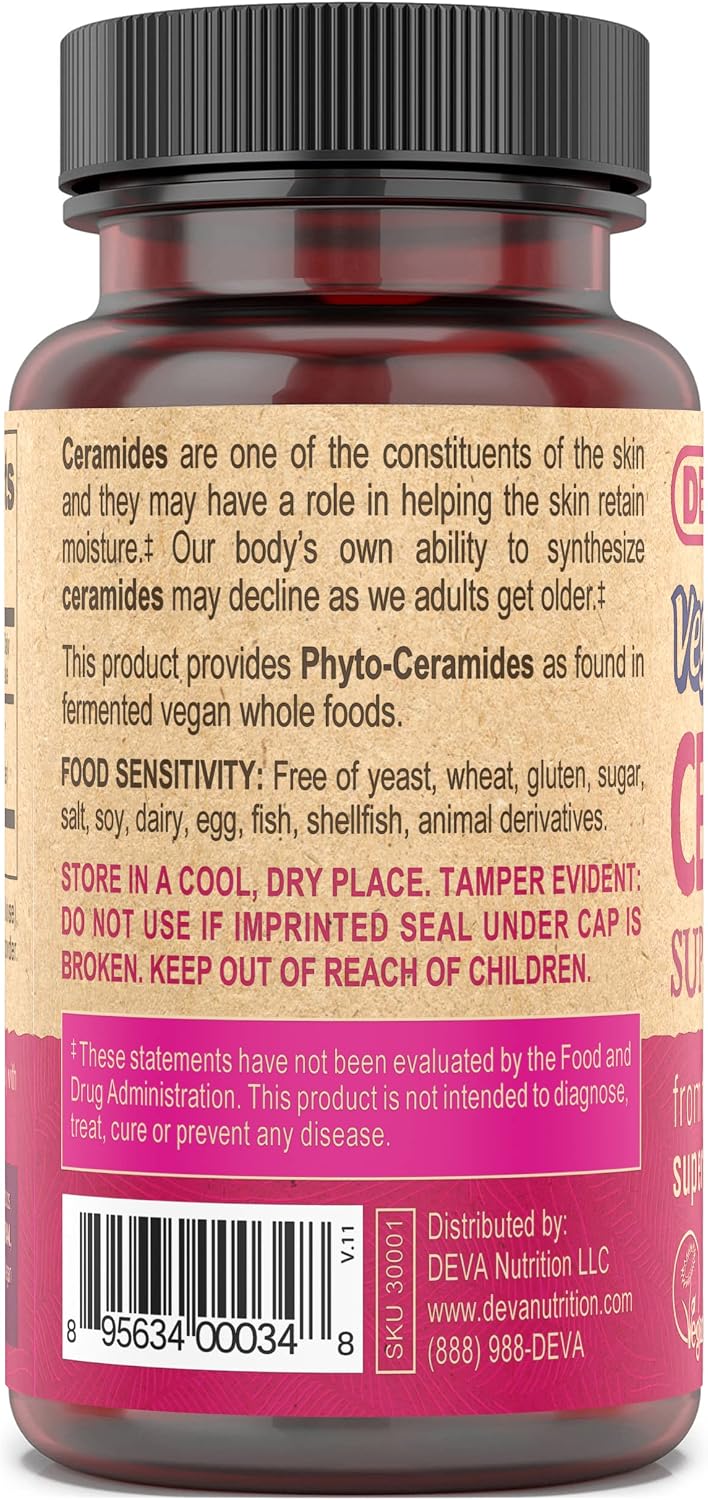 DEVA Vegan Ceramide Supplement Tablets, 60 Count (Pack of 2)