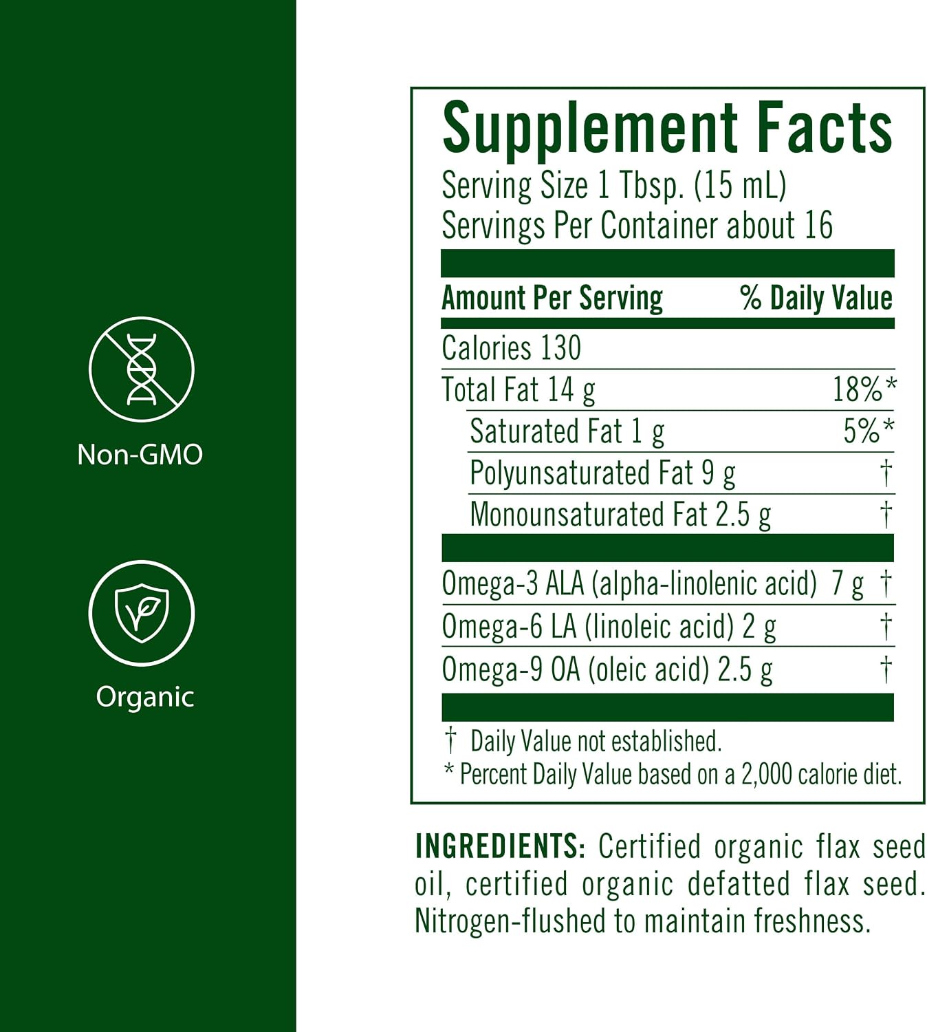 Flora High Lignan Flax Oil - Organic Omega-3, 6, 9 with Lignans - Cold-Pressed, Non-GMO, Gluten-Free - 250 mL