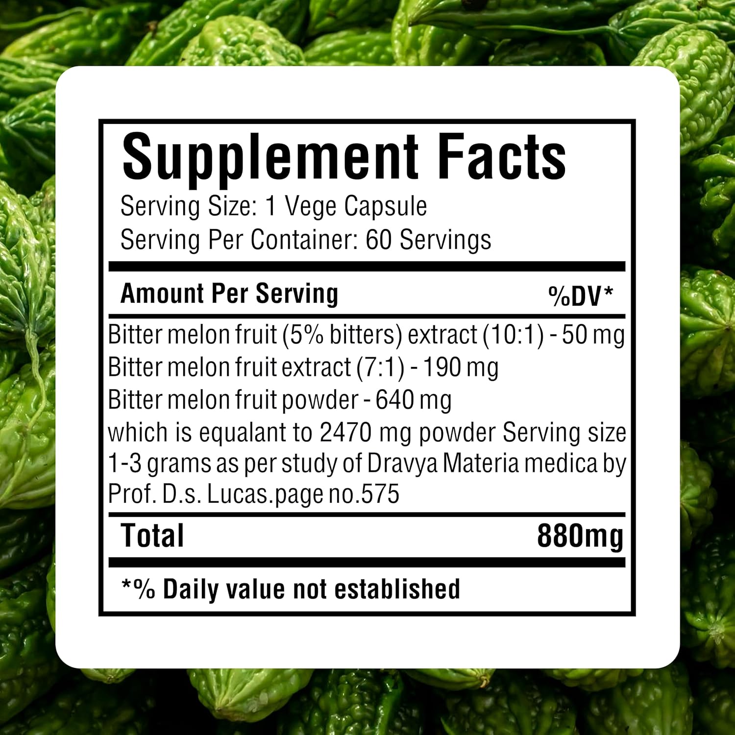 HerbsForever Bittermelon/Gourd Extra Strength (10:1) Extract – 800mg, 60 Veg Capsules