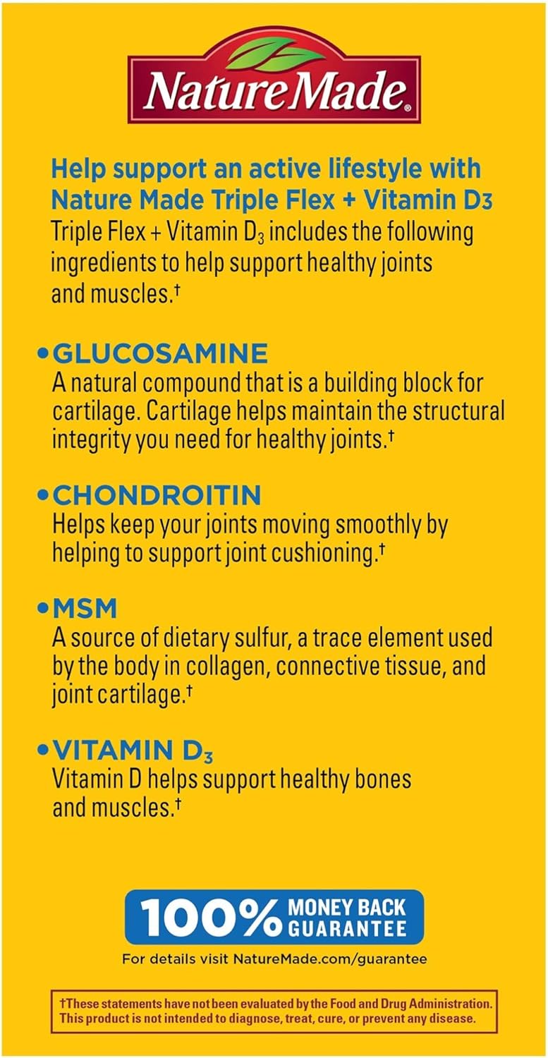 Nature Made TripleFlex Triple Strength Caplets with Vitamin D3, 120 Caplets