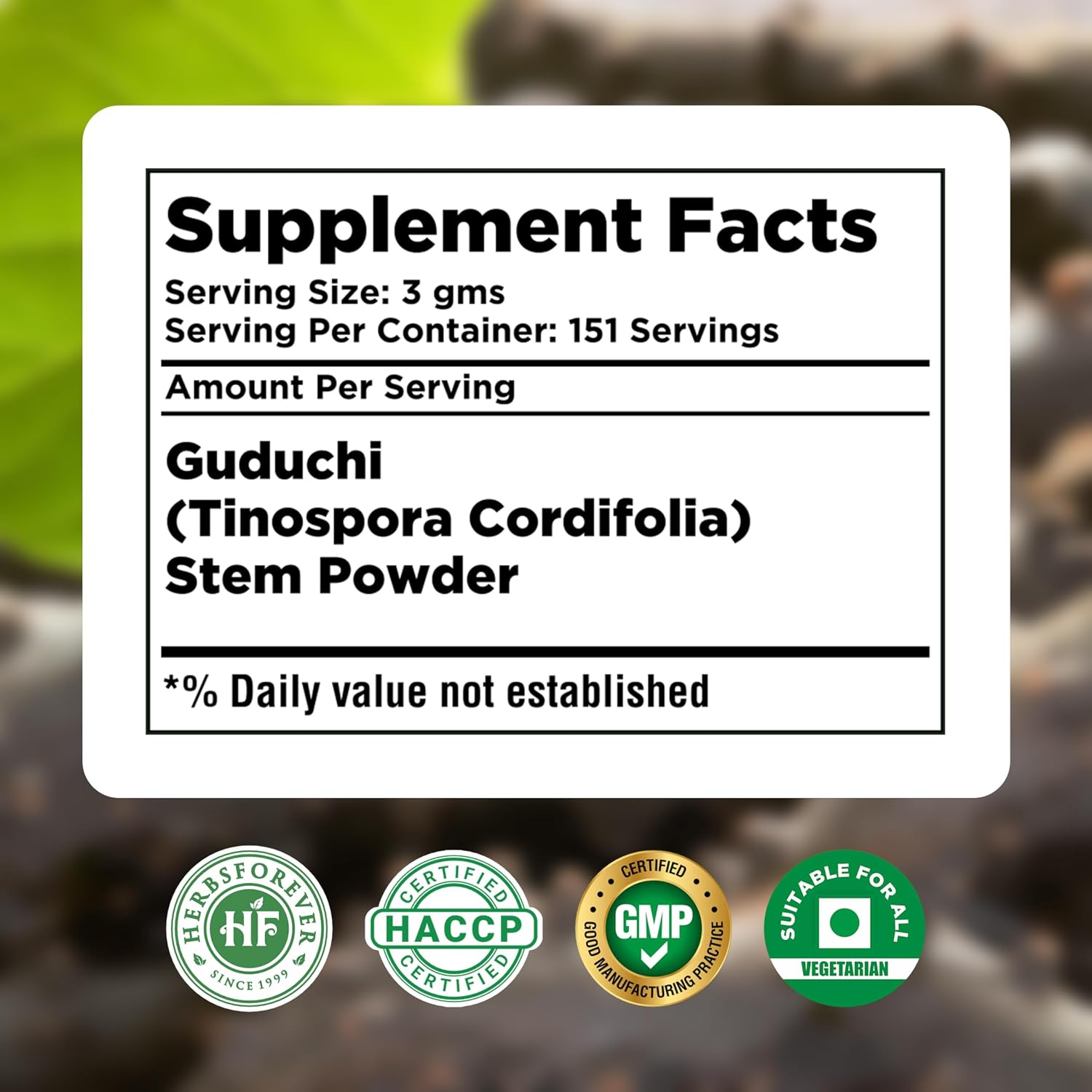 Herbsforever Guduchi Powder (Tinospora cordifolia) - 454 g, Traditional Ayurvedic Herbal Supplement