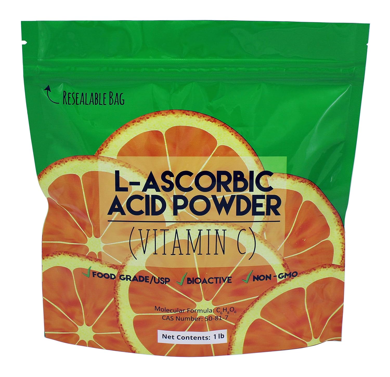 L-Ascorbic Acid Powder 99+% Food Grade USP36/BP2012, Naturally Fermented Vitamin C, 454 g