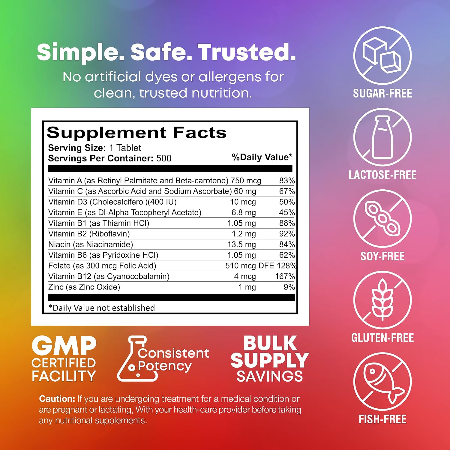 Children’s Chewable Multi-Vitamins – 500 Cherry Tablets – Vegan, Gluten Free, USA Made