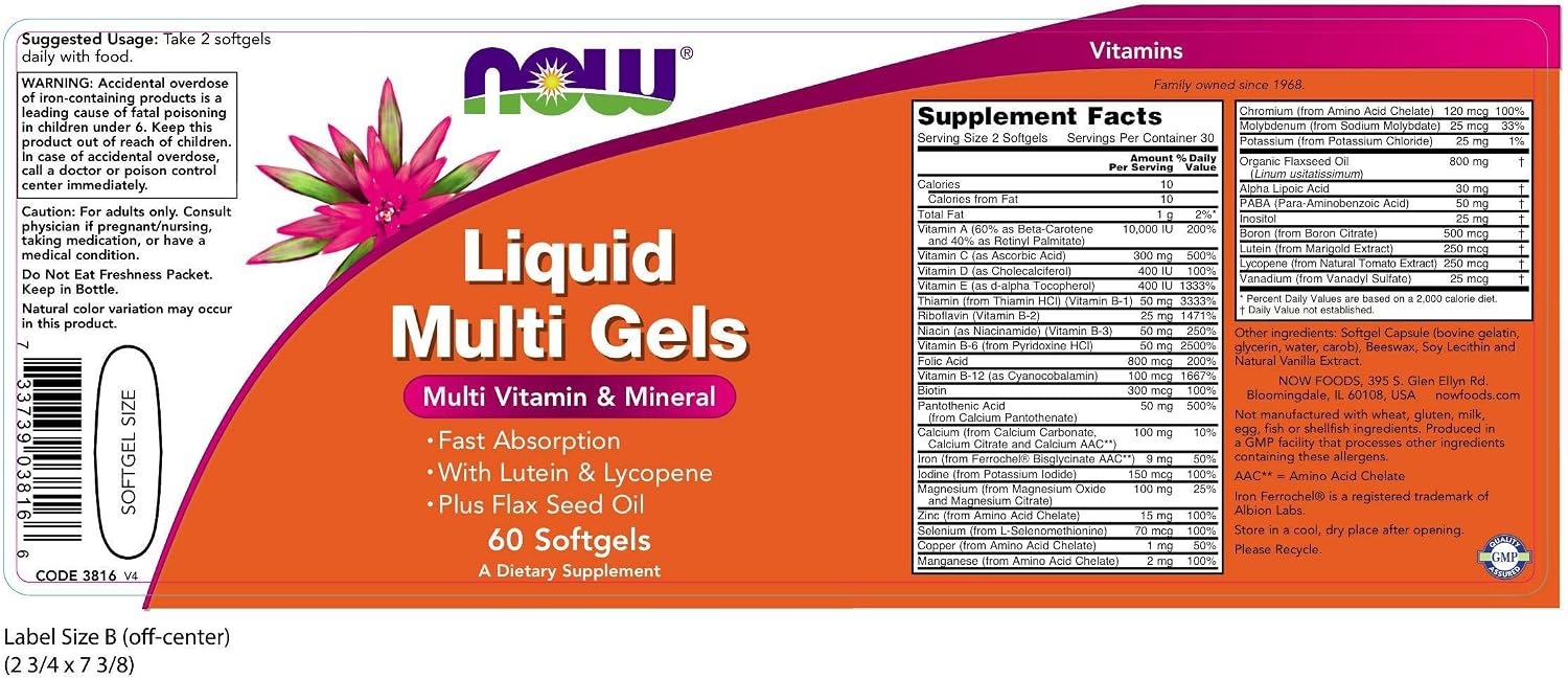 NOW Foods Liquid Multi, 60 Softgels (Pack of 2)