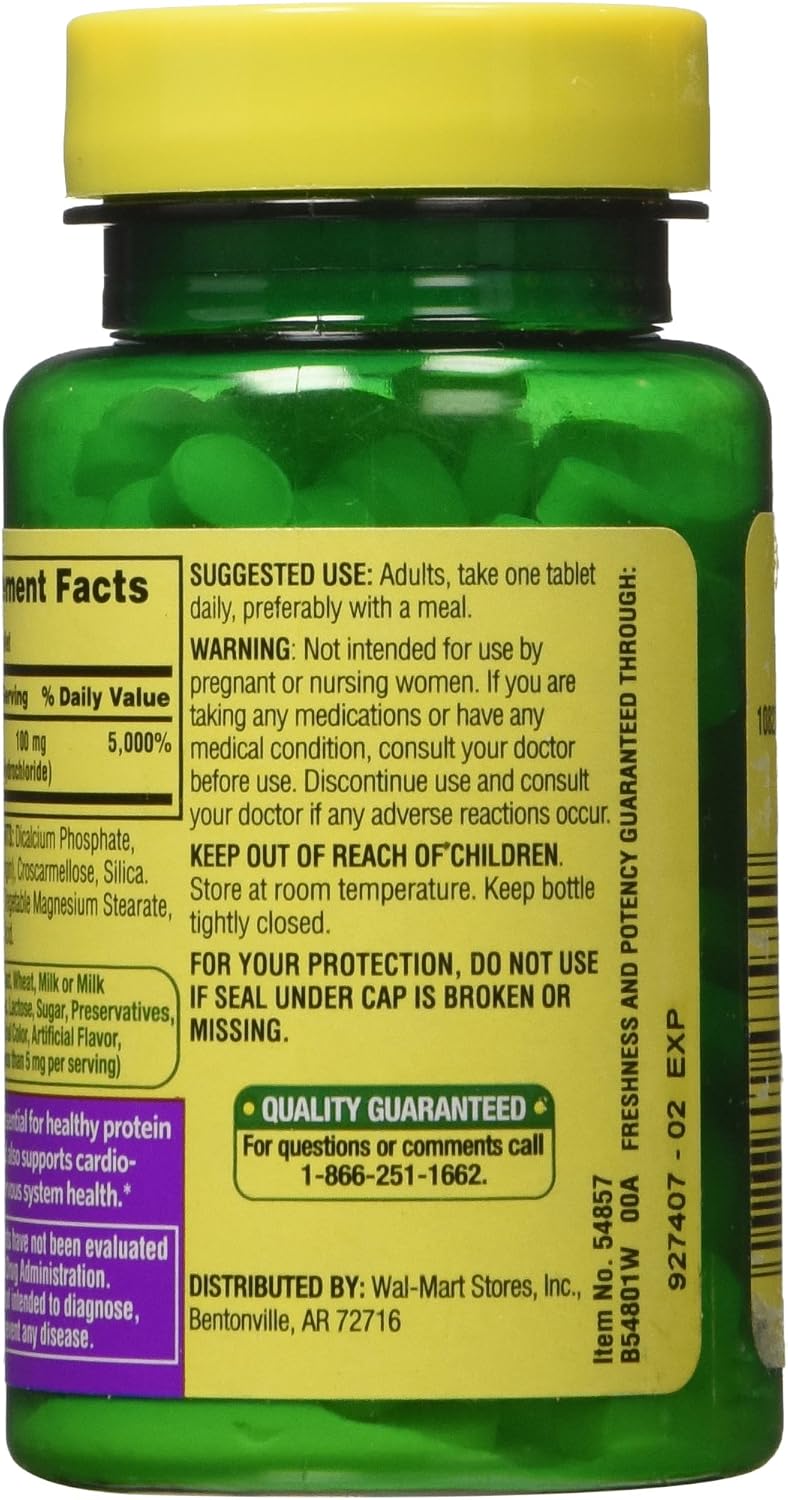 Spring Valley Vitamin B-6 (Pyridoxine) 100 mg, 250 Tablets