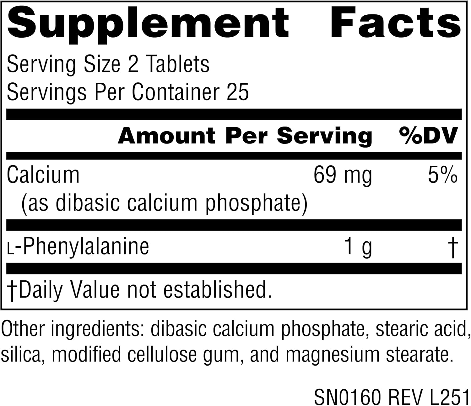 Source Naturals L-Phenylalanine, Free Form Essential Amino Acid - 500 mg - 50 Vegan Tablets