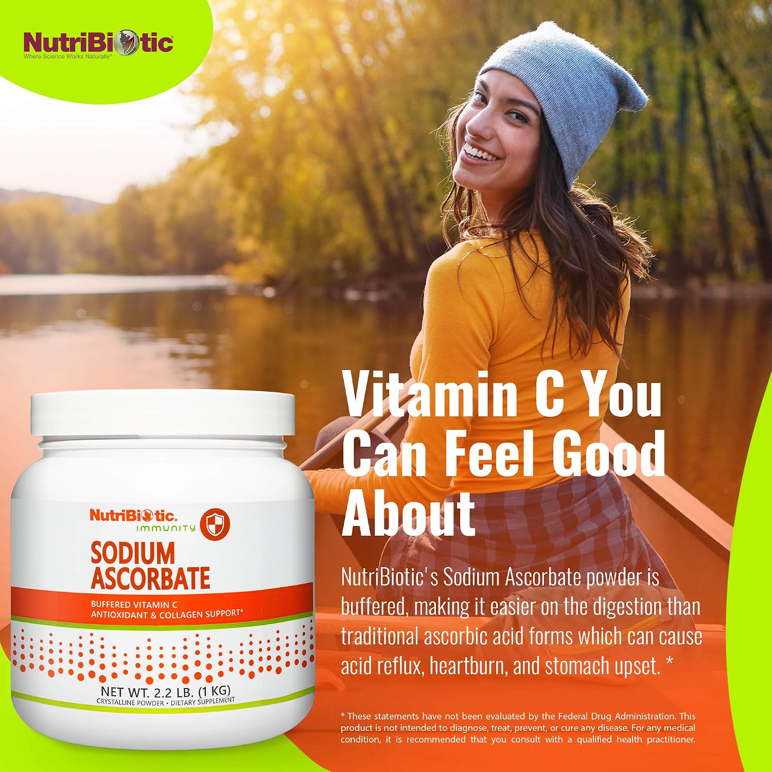 NutriBiotic Sodium Ascorbate Buffered Vitamin C Powder, 1 kg – Vegan, Non-Acidic, Easier on Digestion
