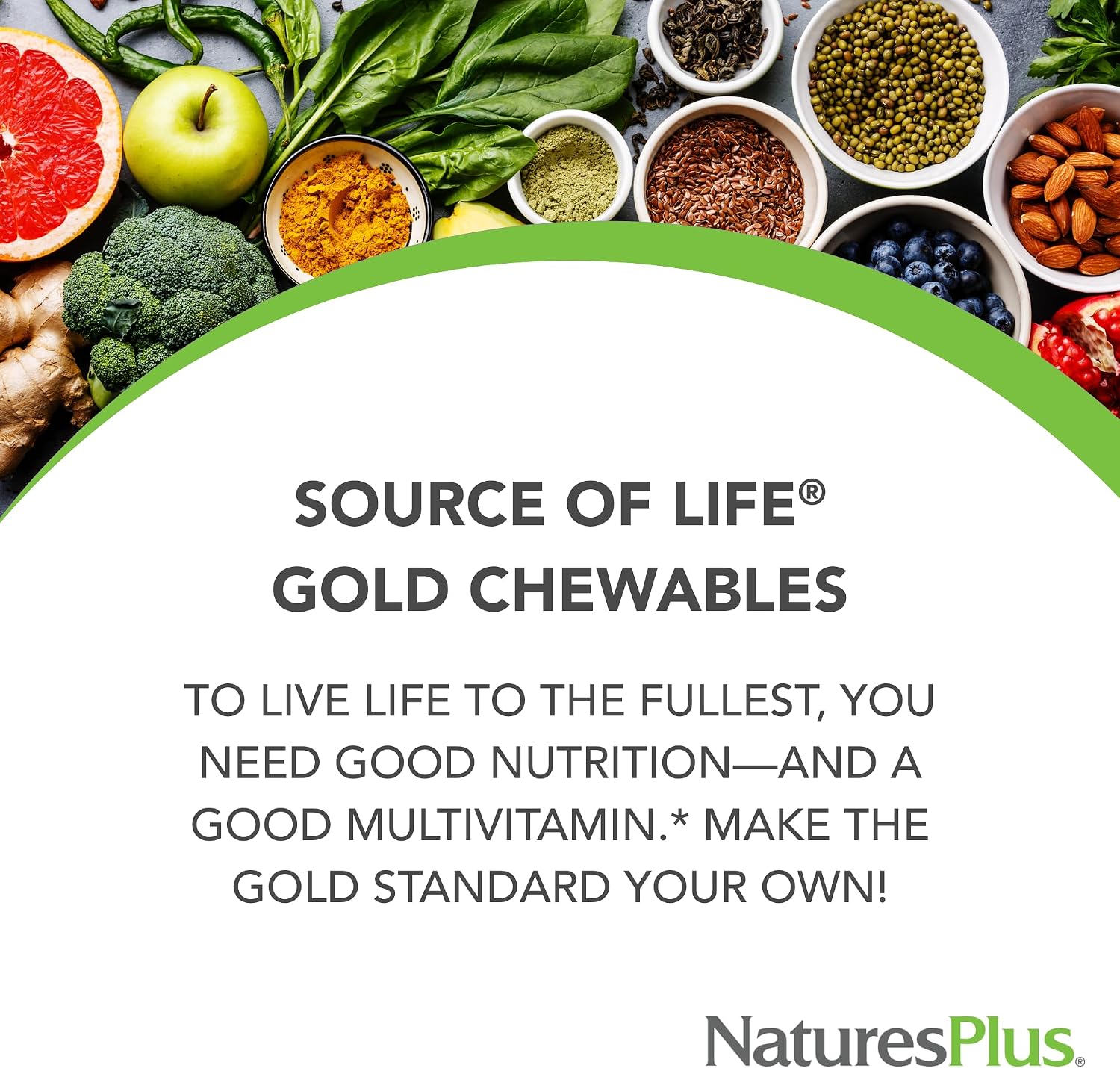 NaturesPlus Source of Life GOLD Chewables - 90 Vegetarian Tablets - Tropical Fruit Flavour - Whole Food Multivitamin Supplement - Gluten Free - 30 Servings