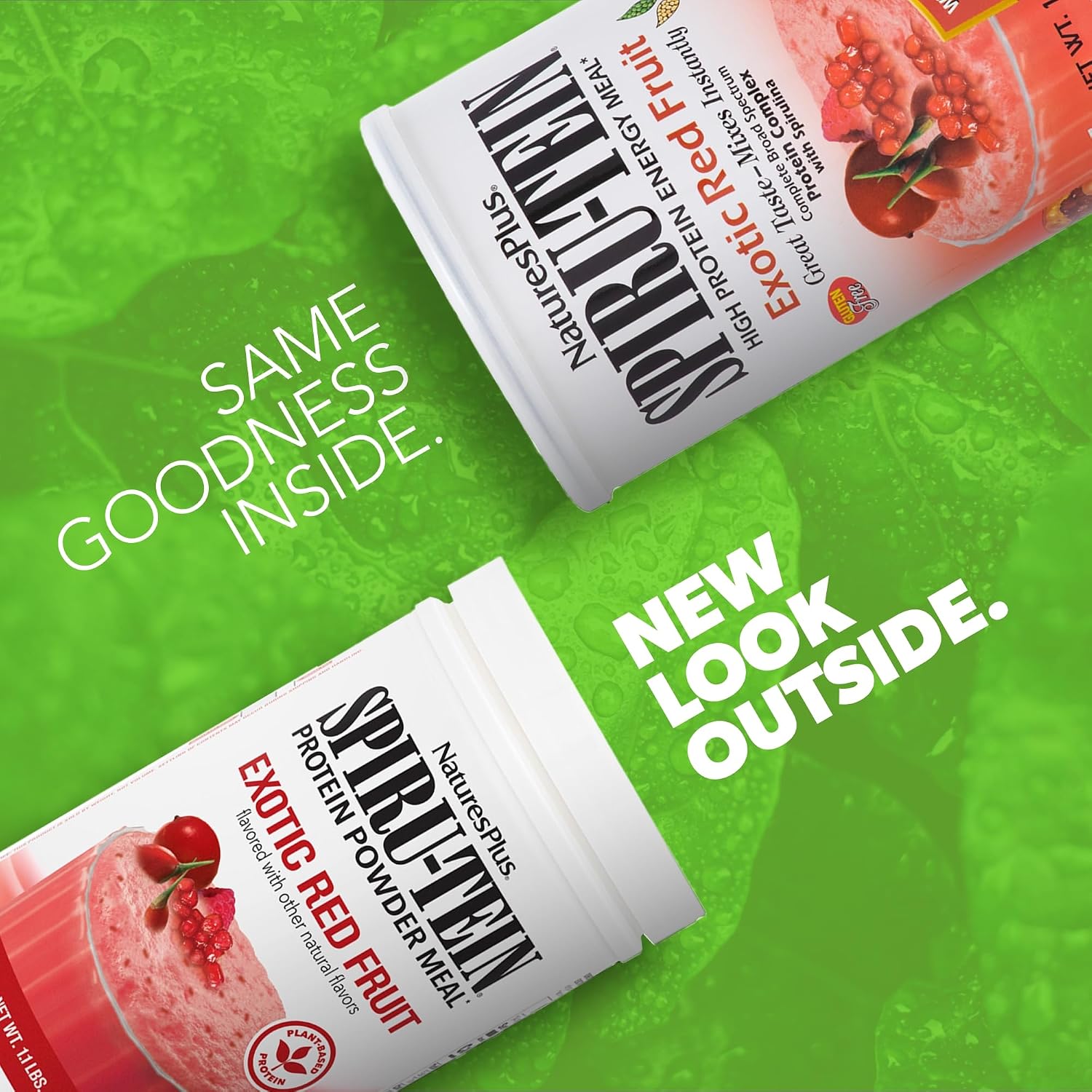 Nature's Plus SPIRU-TEIN, Exotic Red Fruit - Plant-Based Protein Powder - 500 g (14 Servings)