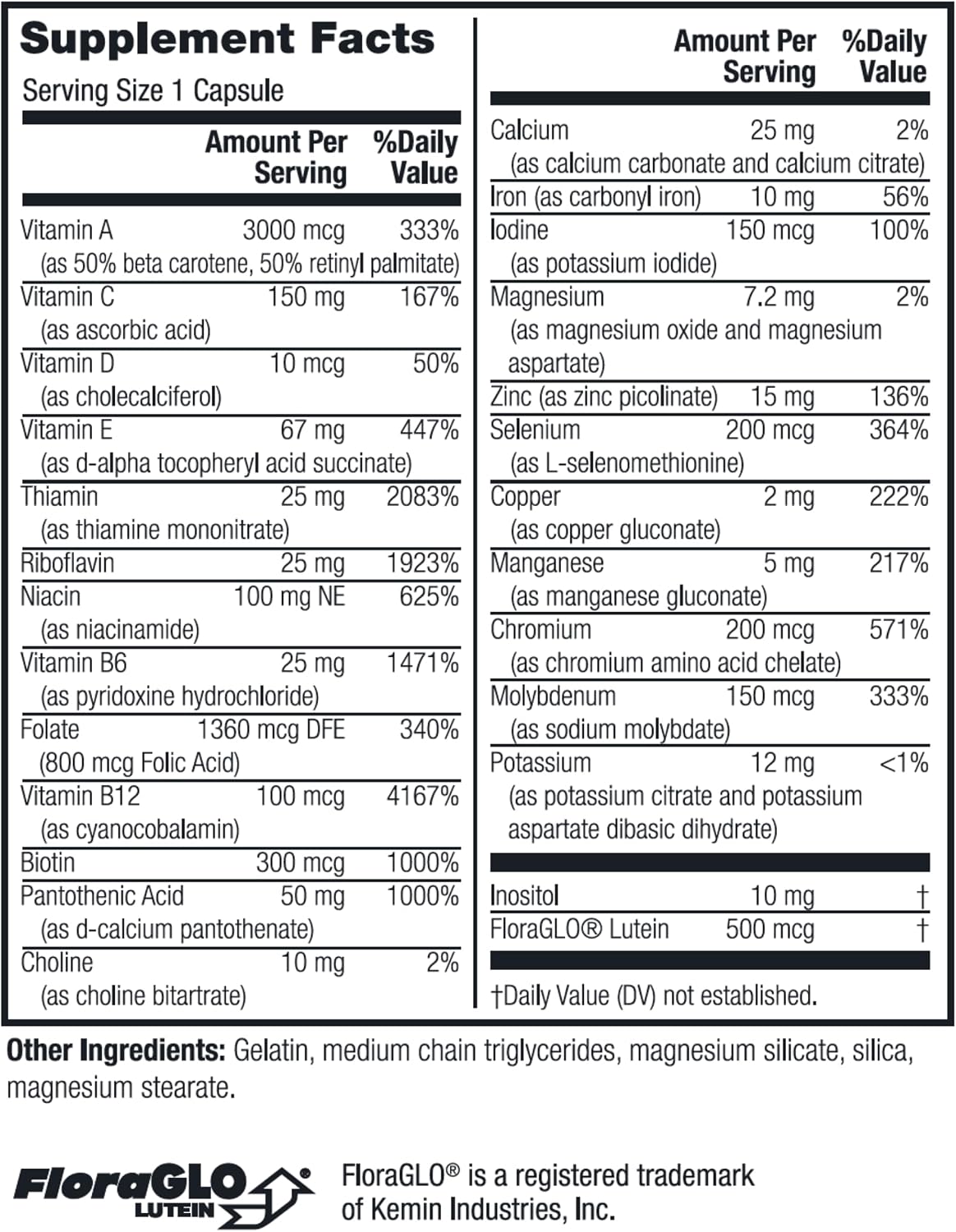 Twinlab Daily One Caps with Iron - Multivitamin and Mineral Supplement with 25+ Nutrients, 180 Capsules