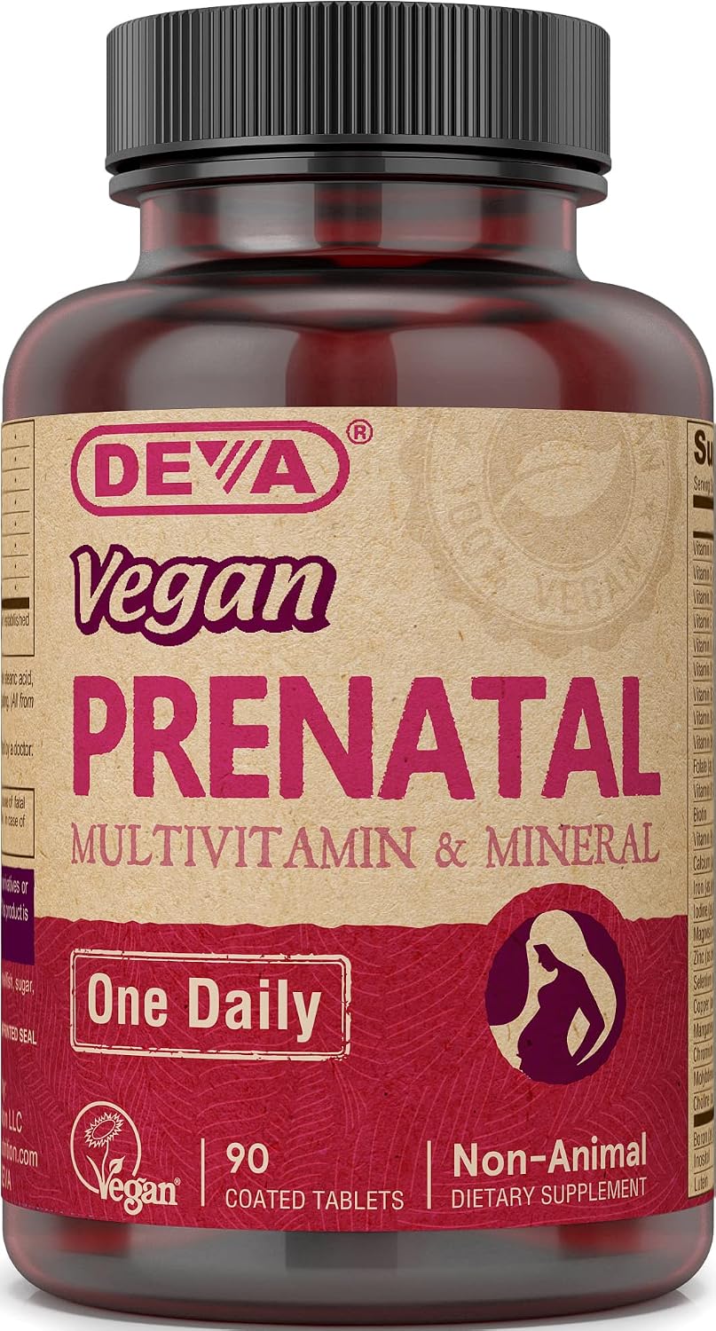 DEVA Vegan Prenatal Multivitamin – Once Daily with Folate & Chelated Iron, 90 Tablets