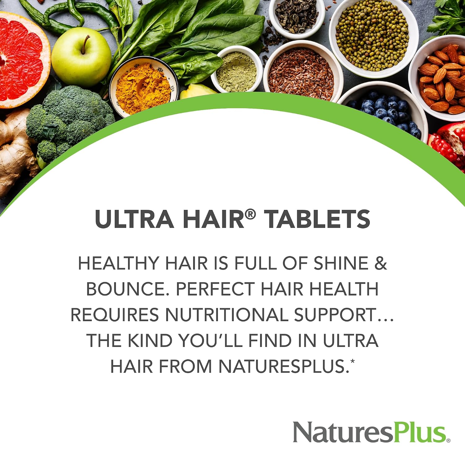 NaturesPlus Ultra Hair - 60 Sustained Release Tablets - Hair Growth Supplement for Men and Women